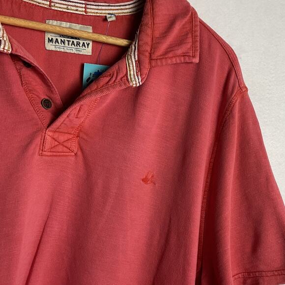 Mantaray Durable Mens Size XL Red Polo 1/2 Button Up Top - Picture 3 of 7